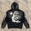 Men's Hoodies Sweatshirts Hellstar Vintage Wash Black Distressed Hoodie High Street Front And Back Printed 1 1 Loose Men's And Women's Sports Hoodie T231127