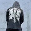 Herren Hoodies Sweatshirts Saint Michael Herren Kapuzenpullover Skeleton Pattern Cracked Print High Street Washing Water Vintage Fashion Pullover Streetwear T231127