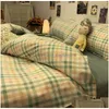 Комплекты постельного белья Nordic Grid Duvet Er Set с простыней Наволочка 220X240 Одеяло 4 шт. 3 шт. Модное одеяло Постельное белье 231121 Drop Delive Dhs2N