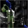 Lampes de poche Torches Arc USB Briquet Cam Torche de plasma de survie en plein air avec lampe de poche Boussole Briquets étanche et coupe-vent Drop DHH2A