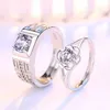 Band Rings Luxury Zircon Couple Paired Rings for Women Men Shiny Crown Flower Heart Promise Finger Ring Lover Anniversary Wedding Jewelry AA230426