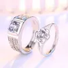 Band Ringe Luxus Zirkon Paar Paar Ringe für Frauen Männer Glänzende Krone Blume Herz Versprechen Fingerring Liebhaber Jahrestag Hochzeit Schmuck AA230426