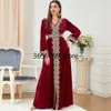 Etnische kleding Abaya Dubai Turkije Moslim Fashion Velvet Dress Women Elegante feestjurk met lange mouwen Djellaba Femme Islamitische 230426