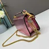 Women Designer Valentins New Square Pearl Pink LOC Handheld Small Square Solid Handheld One Shoulder Crossbody Crocodile Pattern Cowhide Chain X0VBY