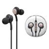 Universal 3.5MM Earphone Small Steel Gun Style Earbud Metal Noise Cancelling Wire Headphones Mic and Volume Control With Crystal Box