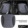 Car Seat Covers Ers Heating Cushion Down Square 12V Small Usb Hea P1B4 Drop Delivery Automobiles Motorcycles Interior Accessories Otk4P