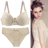 BH-Sets Frauen Push-Up-BH-Sets Intimates Lace Thongs Unterwäsche Solid Bow 70-105 BCDE Cup Female Plus Size Dessous 230427