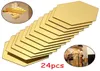 24pcs Altıgen Ayna Sticker Gold Self Self Self Mozaik Fayans Duvar Sticker Çıkartmaları DIY Yatak Odası Oturma Odası Banyo Ev Dekoru 220502814771