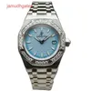 Ap Swiss Luxury Watch Royal Oak Series Precision Steel Backset Inglês 67600st 33mm Relógio Feminino