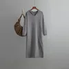 Casual klänningar huva stickad midi vestidos tejidos para mujer höst vinter tröja klänning koreansk version lös mantel dra femme hiver