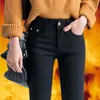 Women's Jeans Winter Warm Velvet Fleece Lined Jean Skinny Leggings Slim Thermal Thick Denim Pants Black White Khaki Red Purple 231127