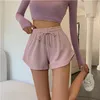 Femmes Shorts Femmes Été Haute Élastique À Lacets Cordon Large Jambe Sweat Court Fitness Courir Lâche Casual Grand Pantalon De Sport 230426