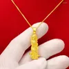 Pendentifs véritable pur 24K couleur or Dragon cylindre collier pour femmes hommes bijoux fins cadeaux colliers chaînes mariage fiançailles hommes