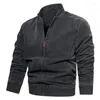 Vestes pour hommes coton col montant solide veste décontractée mâle cargo manteau chaud surdimensionné pour hommes