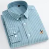 Men's Casual Shirts Oxford Classic Striped Shirt Long-Sleeved All-Match Business Office Social Fashion Clothing