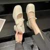 Sapatos de vestido senhoras calçados de verão mary jane para mulheres 2023 com saltos médios estilo japonês lolita pérola quadrado toe gótico branco y2k