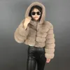 Шуба из лисьего меха с капюшоном, женское зимнее пальто 2022, женское меховое пальто, настоящий хит продаж, стильная женская укороченная одежда, бесплатная доставка