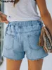 Kvinnors jeans harajuku hög midja rippade elastiska casual jean shorts kvinnors sommar denim för kvinnor kvinnor korta byxor