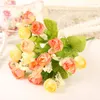 Decorative Flowers (1 Bunch/15Heads) QQ Rose Buds Artificial Simulation Flower Home Party Wedding Decoration Plant Potted Plants