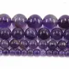 Lose Edelsteine, natürlicher Amethyst, Güteklasse A, hohe Qualität, 4, 6, 8, 10 mm, 38 cm Länge, runder Strang, Steinperlen, Schmuckherstellung, Armbänder, Halskette