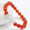 Bracelet en Agates naturelles rouge/noir, fil de 10mm, cadeau pour Couples, combinaison de perles rondes et d'articles porte-bonheur