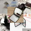 Mirrors Classic Folding Double Side Mirror Portable Hd Make-Up And Magnifying With Flannelette Bag Gift Box For Vip Client Drop Deli Dhbti