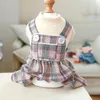 Rompers Dog Clothes Spring and Summer Student Fourlegged Pants White Plaid Button Overalls Dog Costume Jumpsuit For Dogs Puppy Clothes