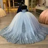 Luxury Sparkly Sky Blue Quinceanera Dresses Ball Gown Sequins Appliques Lace Beads Crystal Sweet 16 Dress Prom Party Wear