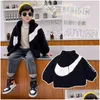 冬の子供の男の子の女の子温かい綿ジャケット韓国スタイルの子供フリース濃い子羊カシミアコート服211230ドロップdhfxa