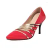 Dress Shoes Pumps Large Size Color-blocking Thin Belt Spring Stiletto Heel Women's Light Mouth Shoe Manufacturers Wholesale
