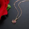 Pendentif colliers femmes classique brillant coloré Zircon multicolore fleur or Rose charmant collier pendentifs bijoux cadeau