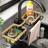 Nytt Space Aluminium Kitchen Sink Drain Rack Faucet Holder Sponge Storage Rack Badrums tvålavloppshyllor Kök Tillbehör