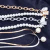 Strands Strings łańcuch mody Pearl Naszyjnik dla kobiet baroque perłowy metalowy urok Naszyjniki Choker węża biżuteria złota srebrna kolor 230426