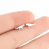 Boucles d'oreilles à clous 12 paire/lot, bijoux à la mode en acier inoxydable, taille Mini dinosaure