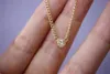 Chains Necklace Diamond 0.20ct Wedding 18K Solid Yellow Real Gold Jewelry(AU750) Women Clavicle Chain Bubble Lady