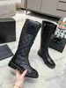 Designer-Stiefel, Modemarke, Martin-Stiefel, klassische, vielseitige kniehohe Chelsea-Stiefel, hochwertige flache Damenstiefel aus Leder mit dicker Sohle