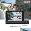 Car Dvr 4 Inch Hd 1080P 3 Lens Video Recorder Dash Cam Smart G-Sensor Rear Camera 170 Degree Wide Angle Tra Resolution Front With In Dhfup