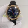 Настоящие фото мужские автоматические часы Mens Rose Gold 150M Blue Dial Date Sport Professional Rubber Bracelet Men Механические часы.