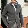 Chaquetas para hombres para hombre Vinatge tejido invierno lepal collar abrigos cálidos chaqueta de moda europea sólido caqui hombres prendas de punto 2023