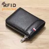 RFID -skyddad äkta lädermens dragkedja designer plånböcker manliga modeko läder mynt nollkort pursar svart kafffärg no11265b