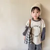 T-shirts Vêtements pour enfants Style coréen LETTRES À MARQUES LONGES T-shirts Baby Boy Girl Tops Kids T-shirt T-shirt d'automne Tee Shirts Vêtements 230427