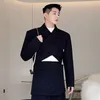 Men's Suits Blazers IEFB Menswear Fashion Cross Adjustable Wearing Backless 2023 Notched Long Sleeve Short Suit Jacket Male Autumn 230427