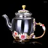 Zestawy herbaciarni Emalia Teapot Teapot Zestaw Master Osobisty szklany herbatę oporną na ciepło