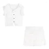 Vestidos de trabalho 2023 Primavera para mulheres Terno de estilo coreano Branco camisa de camisa de bolo de 2 peças sets RETRO RETRO A RETRO