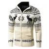 Męskie swetry mężczyźni jesienne swobodne żakardowe wzór świąteczny z suwanowy sweter kurtka menu zimowy kpiny z długim rękawem Sweter Sweter 231127