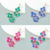 Brincos dangle Bohemia colorida pingente de folhas meninas meninas azuis Fuchsia Cristais Party Wedding Festy CZ lustres de pêndos de brinco jóias