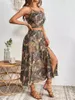 Casual Dresses 2-Piece Back Lace Up Top Hanger Print Dress Set Summer 2023