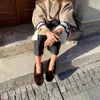 Elbise Ayakkabı 2023 Gerçek Mink Fur Women Flats Moccasins Kış Sıcak Dışarısı Soafers Espadriller Bayanlar Kalın Sole Flat 231127