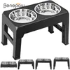 Feeding Benepaw Stainless Steel Elevated Dog Bowl NonSlip 4 Height Adjustable Raised Pet Food Water Bowl For Small Medium Large Dogs