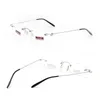 Lunettes de soleil carrées Rimelss lunettes de lecture Flexible oeil presbyte avec étui résine lentille transparente sans cadre verre cadre hommes